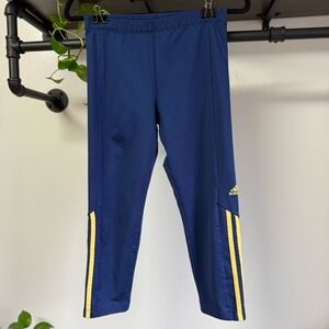 Adidas Blue and Yellow Athletic Capri Leggings Medium